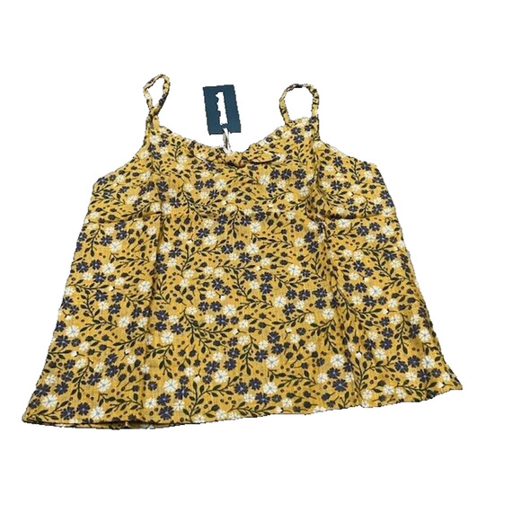 NWT ModCloth Womens Floral Spruced Up Summer Sleeveless V-Neck Yellow Tank Small - Picture 2 of 10